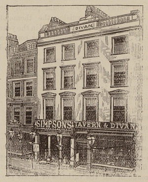 "Simpson's," Limited, Restaurant and Divan, 103, Strand, WC (engraving)