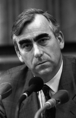 Finance Minister Theo Waigel (Germany CSU) during a press conference in Bonn..., 1990 (photo)