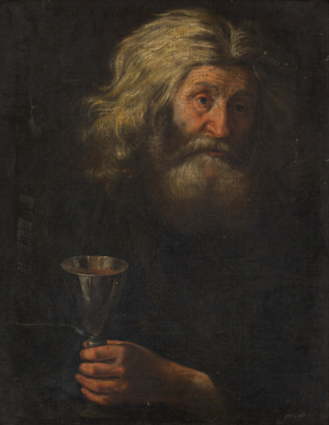 Portrait of a Man Holding a Silver Cup (oil on canvas)