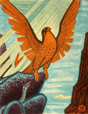 The Song About the Falcon, 1980 (colour litho)