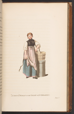 A Young Woman from the Valley of Interlaken, 1815 (coloured engraving)