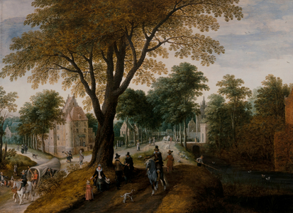 Avenue with an Elegant Horseman, 16th-17th century (oil on panel)