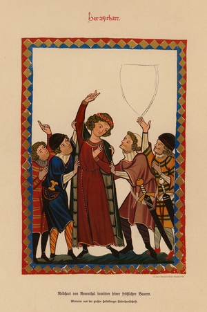 Neidhart von Reuental, 13th Century German Minnesanger (colour litho)