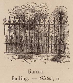 Le Vocabulaire Illustre: Grille; Railing; Gitter (engraving)