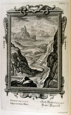 The Genesis creation narrative is the creation myth of both Judaism and Christianity. The Third Day of Creation: The Seas are created, 18th century (engraving)