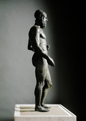 Bronze statue of a young man with helmet … (bronze)