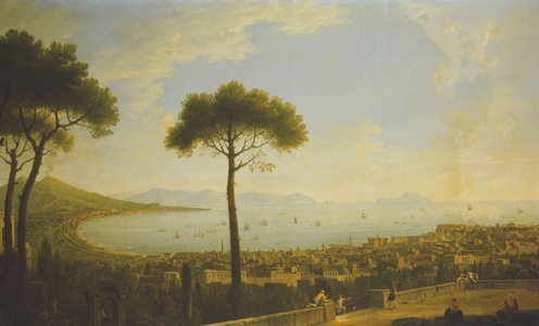 A Panoramic View of Naples, the Bay of Naples, Portici, Vesuvius, the Sorrento Peninsula and Capri from the Conocchia, (oil on canvas)