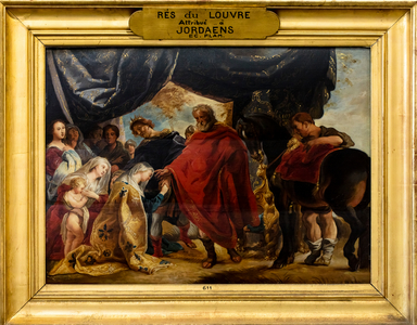 The family of Darius before Alexander, 17th century (oil on wood)