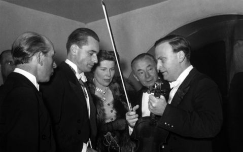Jacques Chaban Delmas With Is Wife, Yehudi Menhuin and Paul Reynaud in Paris C. 1953 (b/w photo)