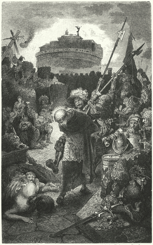 German Landsknechts looting Rome, 1527 (engraving)