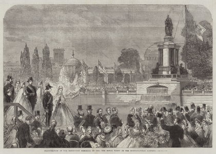 Inauguration of the Exhibition Memorial of 1851, the Royal Party in the Horticultural Gardens (engraving)