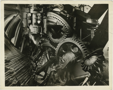 Photomontage of industry - mechanical gear wheels and other machine parts, USA, c.1920-38 (gelatin silver photo)