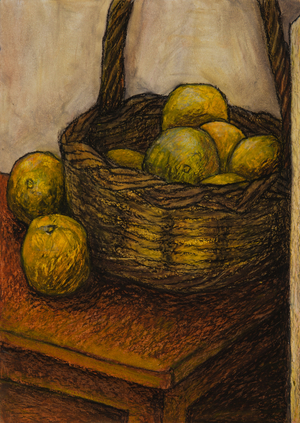 Basket of oranges, 2008 (oil pastel on paper)