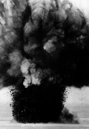 Blowing up a sea mine, 1944 (photo)