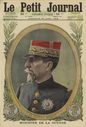 Pierre Roques, French general, Minister of War and founder of the French air force (colour litho)