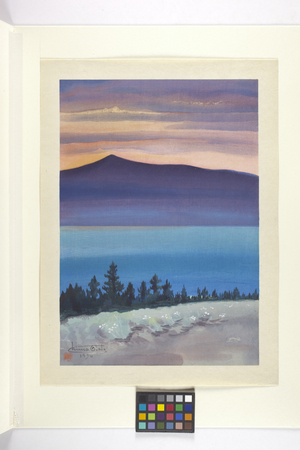 Evening Glow On Mona Lake (woodblock print)