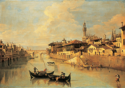 The Ponte Vecchio, Florence (oil on canvas) (pair to 490374)