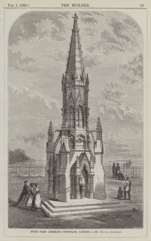 Hyde Park Drinking Fountain, London, Mr Keirle, Architect (engraving)
