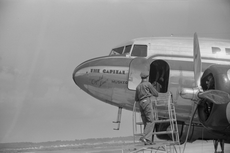 Loading Baggage onto Airplane, Municipal Airport, Washington DC, USA, July 1941