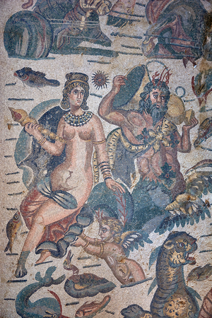 Triton and Nereid, floor in the room of Arion, c.300 AD (mosaic)
