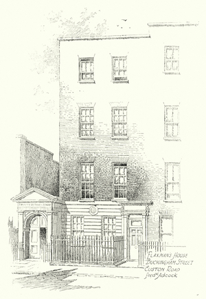Flaxman's House, Buckingham Street, Euston Road (litho)