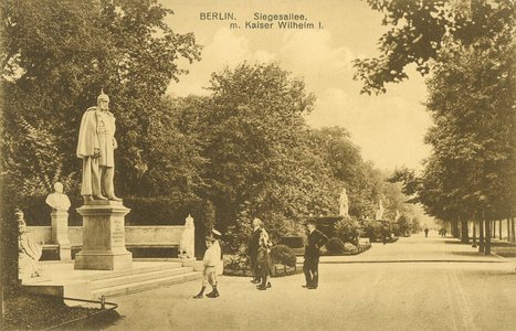 Siegesallee and statue of Kaiser Wilhelm I, Berlin (b/w photo)