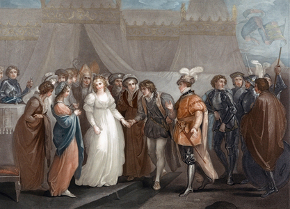 Catherine of Valois introduced to King Henry V (print)