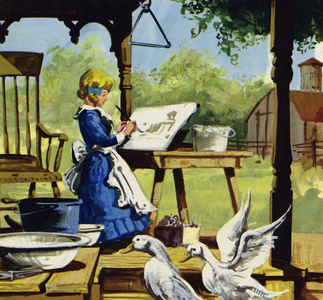 As a child, Anna Mary Robertson enjoyed painting (colour litho)