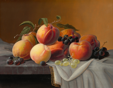 Peaches, Grapes, and Apples, n.d. (oil on wood)