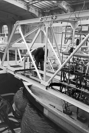 A round tour through the factory of a master shipbuilder in Vienna, Germany 1930s (b/w photo)