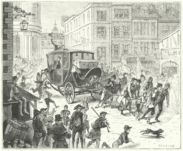 French diplomat Jacques Lauriston in London to convey the ratification of the Peace of Amiens, 1802 (engraving)