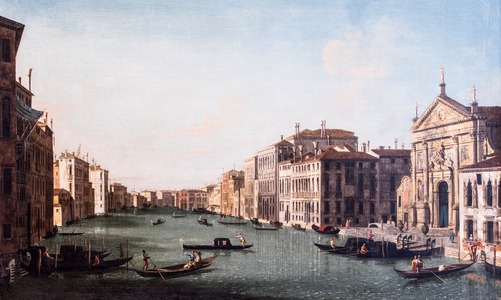 The Grand Canal between the Church of San Stae and the Fabbriche Nuove on the Rialto, 18th century (oil on canvas)