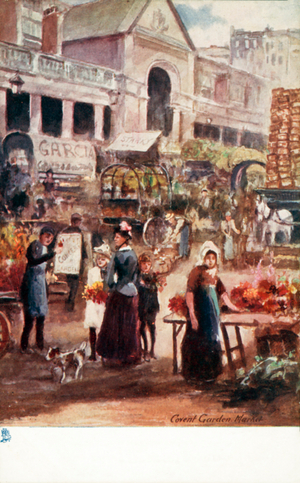 Old London: Covent Garden Market (colour litho)