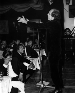 Singer Leo Ferre on stage in Paris,  4 October 1969 (photo)