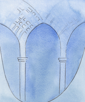 Through faith and contrition, my soul was changed as from a cavern to a cathedral, ready for worship, 2002 (w/c on paper)