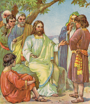 Jesus and his Disciples (colour litho)