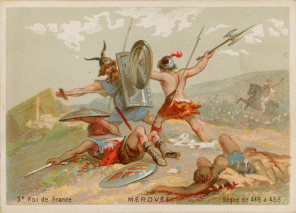 Merovee, King of France (412-457) (chromolitho)