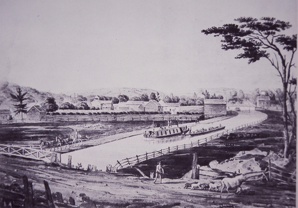 Erie Canal: key part of the New York State Canal System, completed in 1825 (litho)