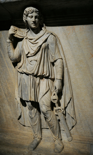 The Hadrianeum or temple of Hadrian, Representation of one of the Roman provinces, perhaps Scythia or Noricum, Relief, Naples, Italy