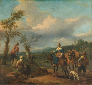 Italian Landscape with Figures, 1650 (oil on canvas)