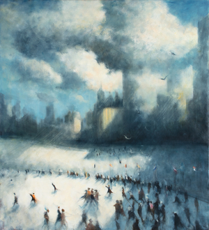 City Skaters I, 2017 (oil on canvas)