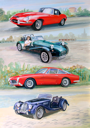 Sports Cars 1960s, 2006 (oil on panel)