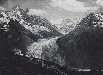 La Mer de Glace vue de la Flegere (b/w photo)