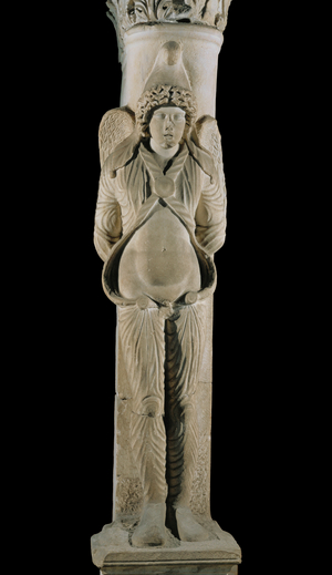Phrygian God Attis, companion of the Goddess Cybele, leaning against a column