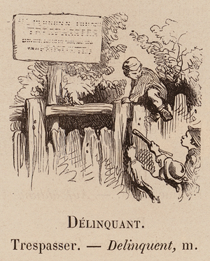 Le Vocabulaire Illustre: Delinquant; Trespasser; Delinquent (engraving)