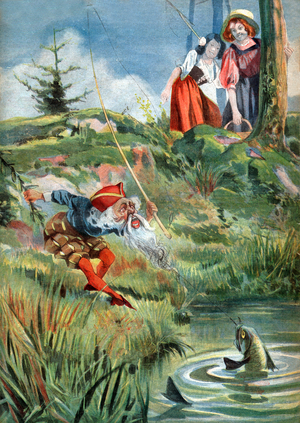 Snow White and Rose Pompon. circa 1910 (engraving)