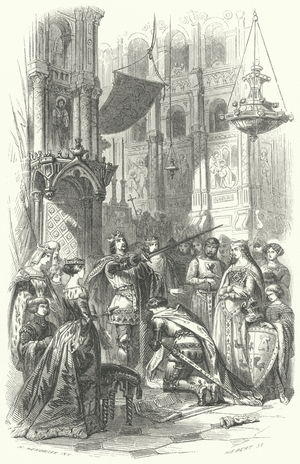 Receiving a knighthood (engraving)