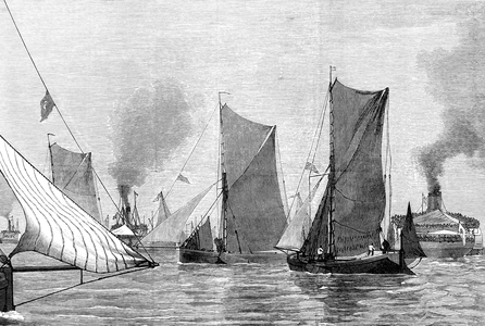 A scene from the twelfth annual sailing-match of the Thames barges, 1850