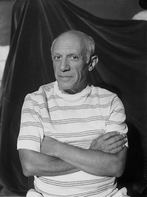 Pablo Picasso in Antibes, Summer 1946 (b/w photo)