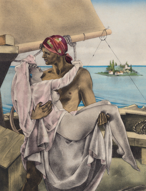 Brunelleschi illustration for Contes et Nouvelles de La Fontaine (colour litho)